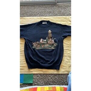 Golfino Men's Wool Crew Neck Sweater Blue Large/52 Made In Italy Original